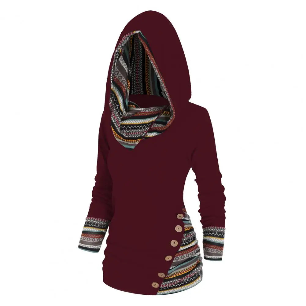 Damen - Winter Sweatshirt - Kapuze im Ethno-Stil - Bequem, Warm und Trendy für kalte Tage