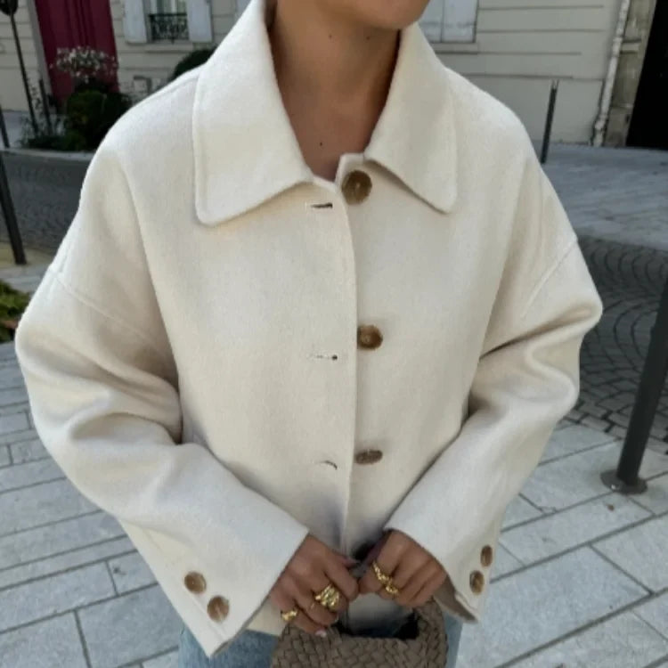 Damen - Stilvolle Jacke - Hochwertige Wollmischung - Übergroße Passform - Elegante Mode für jeden Anlass