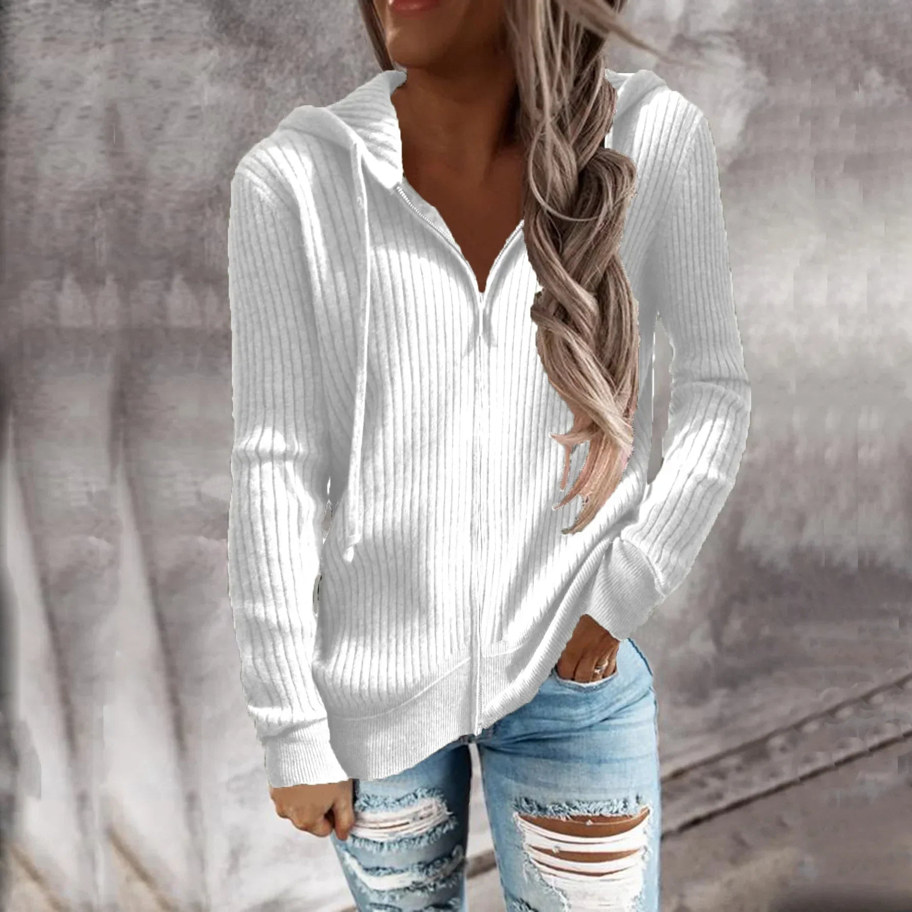 Damen - Winter-Kapuzenpullover mit Reißverschluss - Kuscheliger Stoff - Gemütlicher Stil für kalte Tage