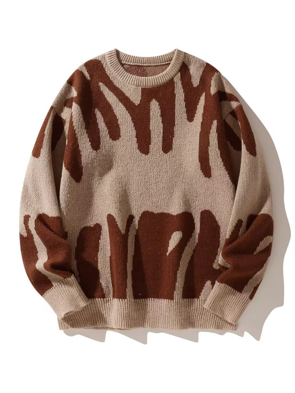 Damen - Übergroßer Rundhals Pullover - Strukturierter Strick - Bequeme Mode für jeden Anlass