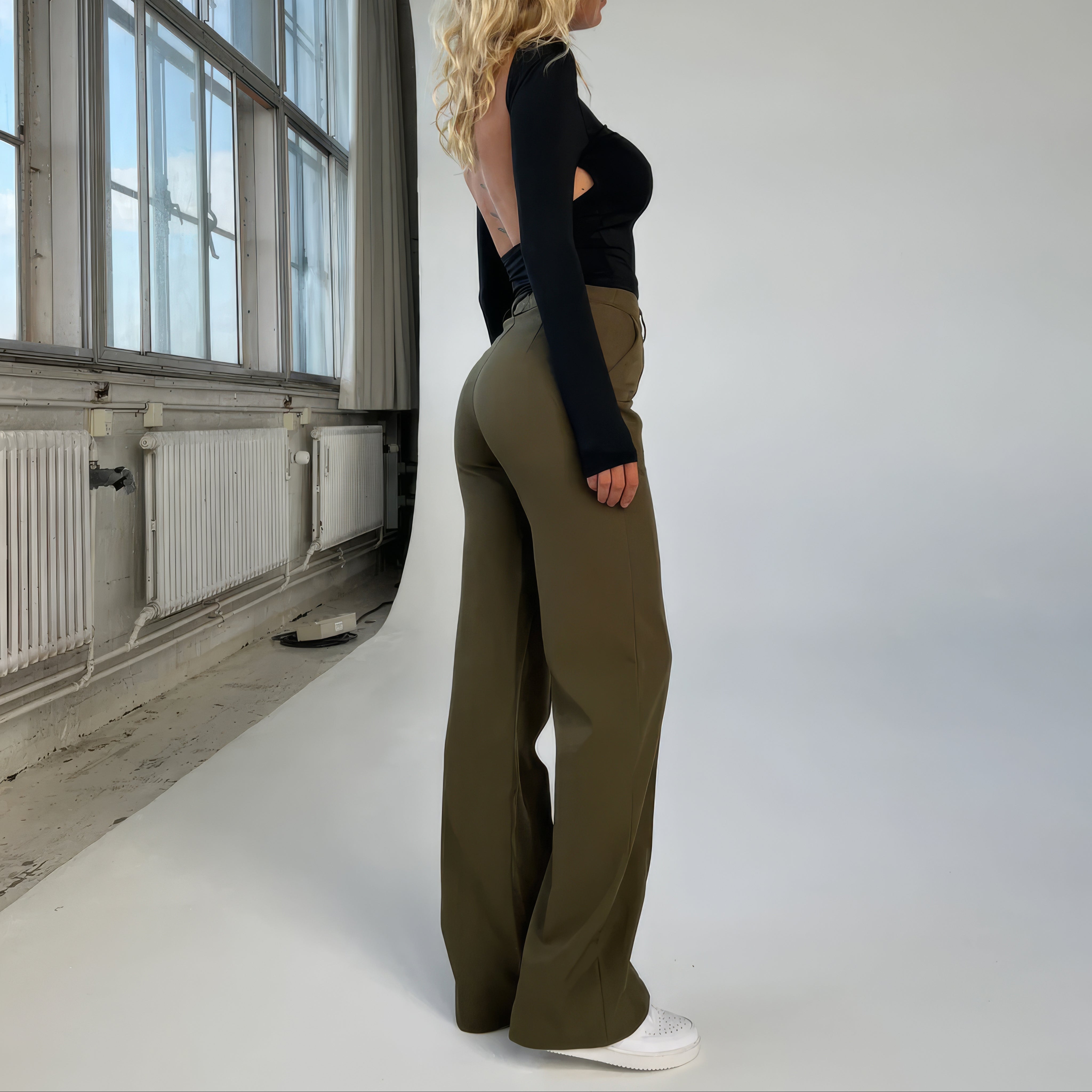 Damen - Hochtaillierte Hose - Geradem Bein - Eleganter, bequemer Schnitt - Perfekt für jede Gelegenheit