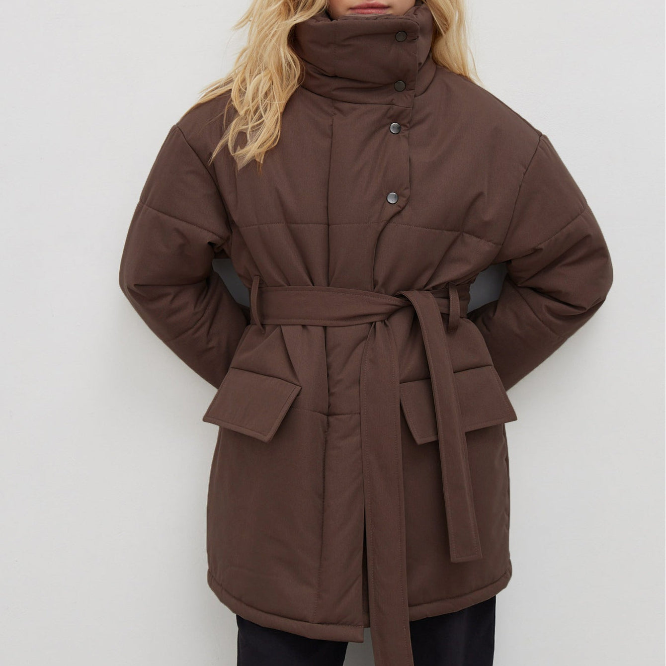 Damen - Gesteppte Baumwolljacke - Übergröße mit Gürtel - Stilvolle und Bequeme Oberbekleidung