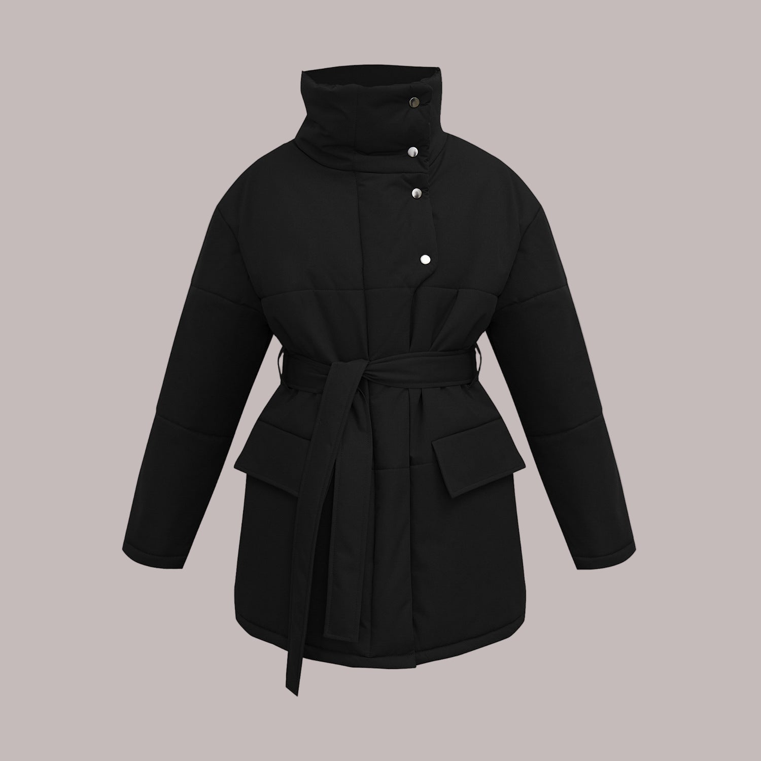 Damen - Gesteppte Baumwolljacke - Übergröße mit Gürtel - Stilvolle und Bequeme Oberbekleidung