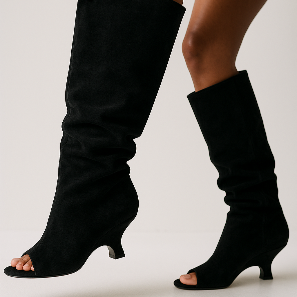 Damen - Kniehohe Keilstiefel - Piepenspritze - Slouchy Stil für einen lässigen Look