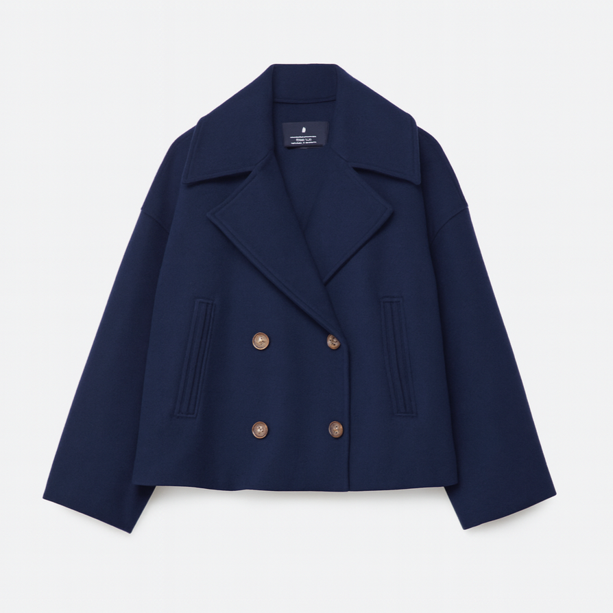 Damen - Taillierter Kurzmantel - Breitem Aufschlag - Eleganter Style für jede Gelegenheit