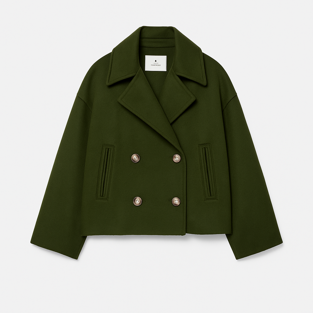 Damen - Taillierter Kurzmantel - Breitem Aufschlag - Eleganter Style für jede Gelegenheit