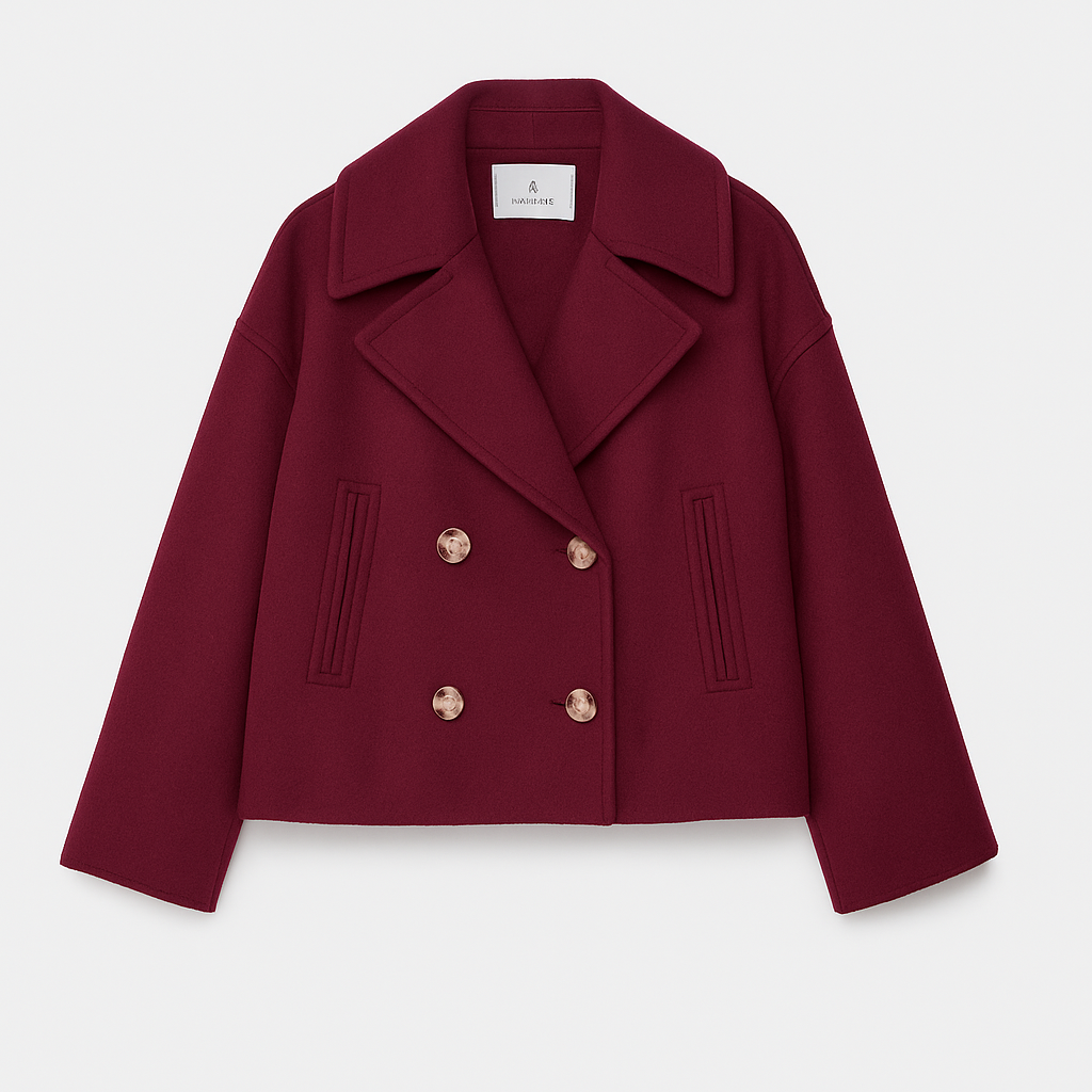 Damen - Taillierter Kurzmantel - Breitem Aufschlag - Eleganter Style für jede Gelegenheit