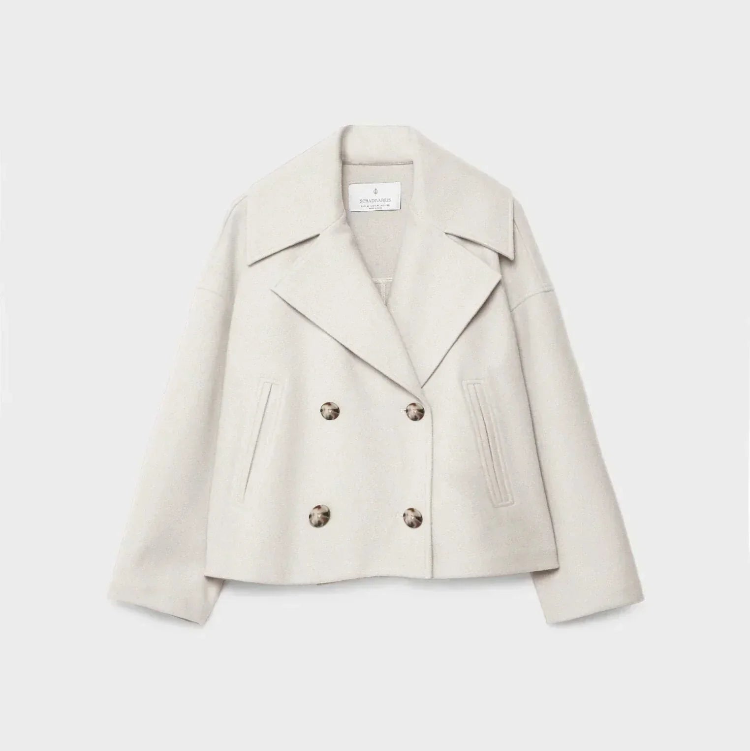 Damen - Taillierter Kurzmantel - Breitem Aufschlag - Eleganter Style für jede Gelegenheit