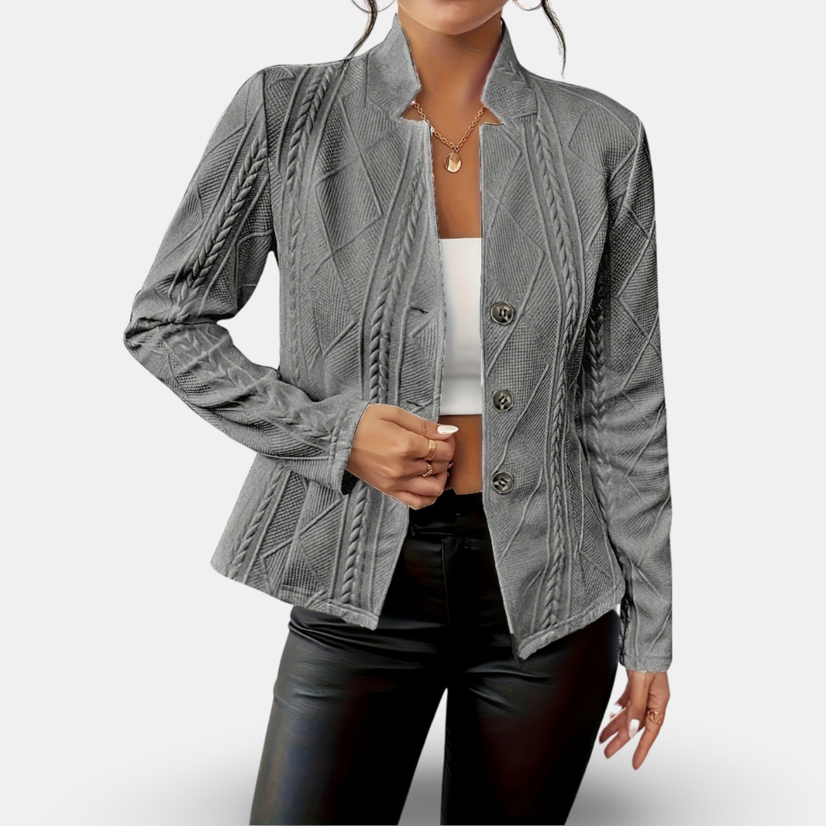 Damen - Geometrischer Blazer mit Struktur - Eleganter Schnitt für jeden Anlass