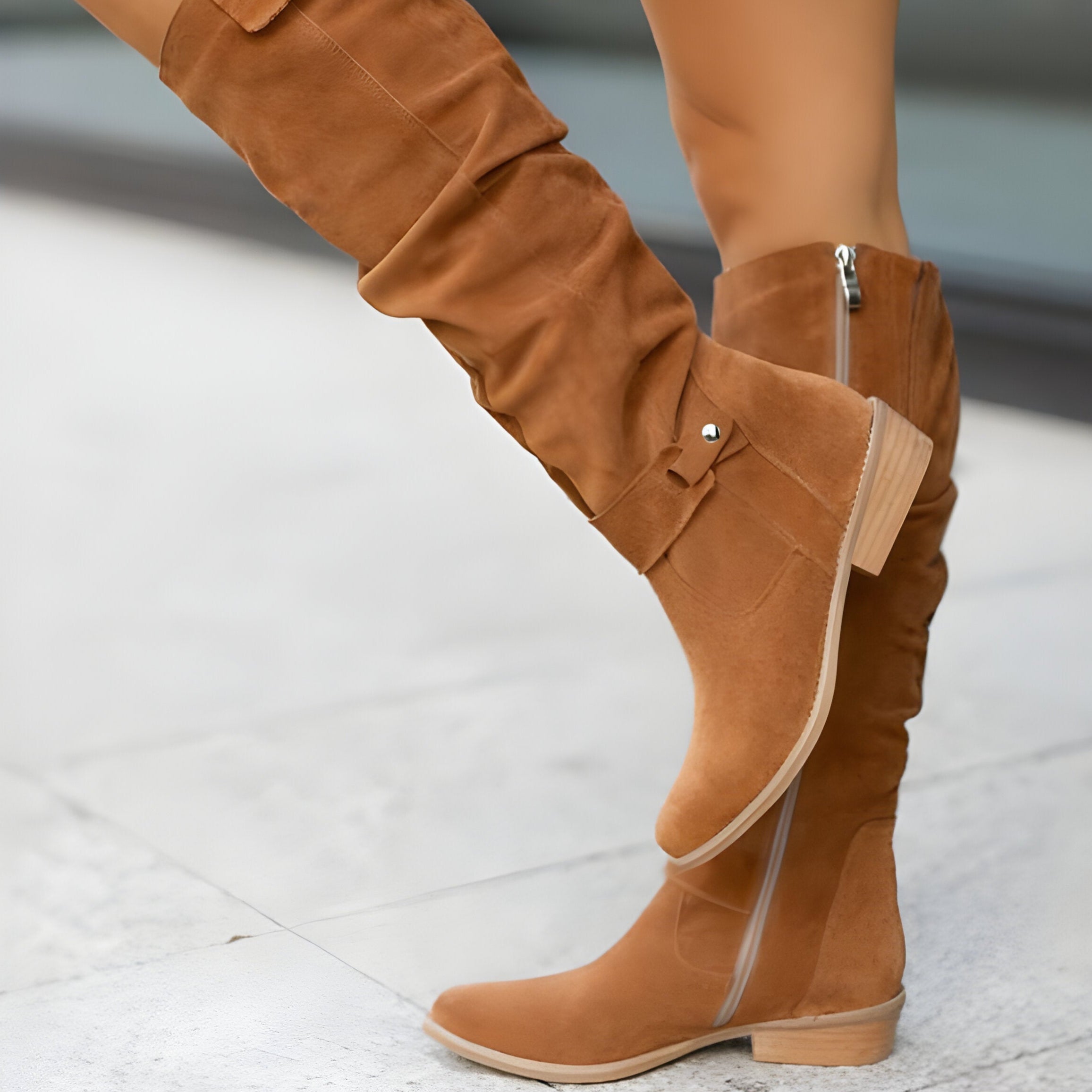 Damen - Kniehohe Stiefel - Weiches Leder - Bequeme Passform Stylische Schuhe