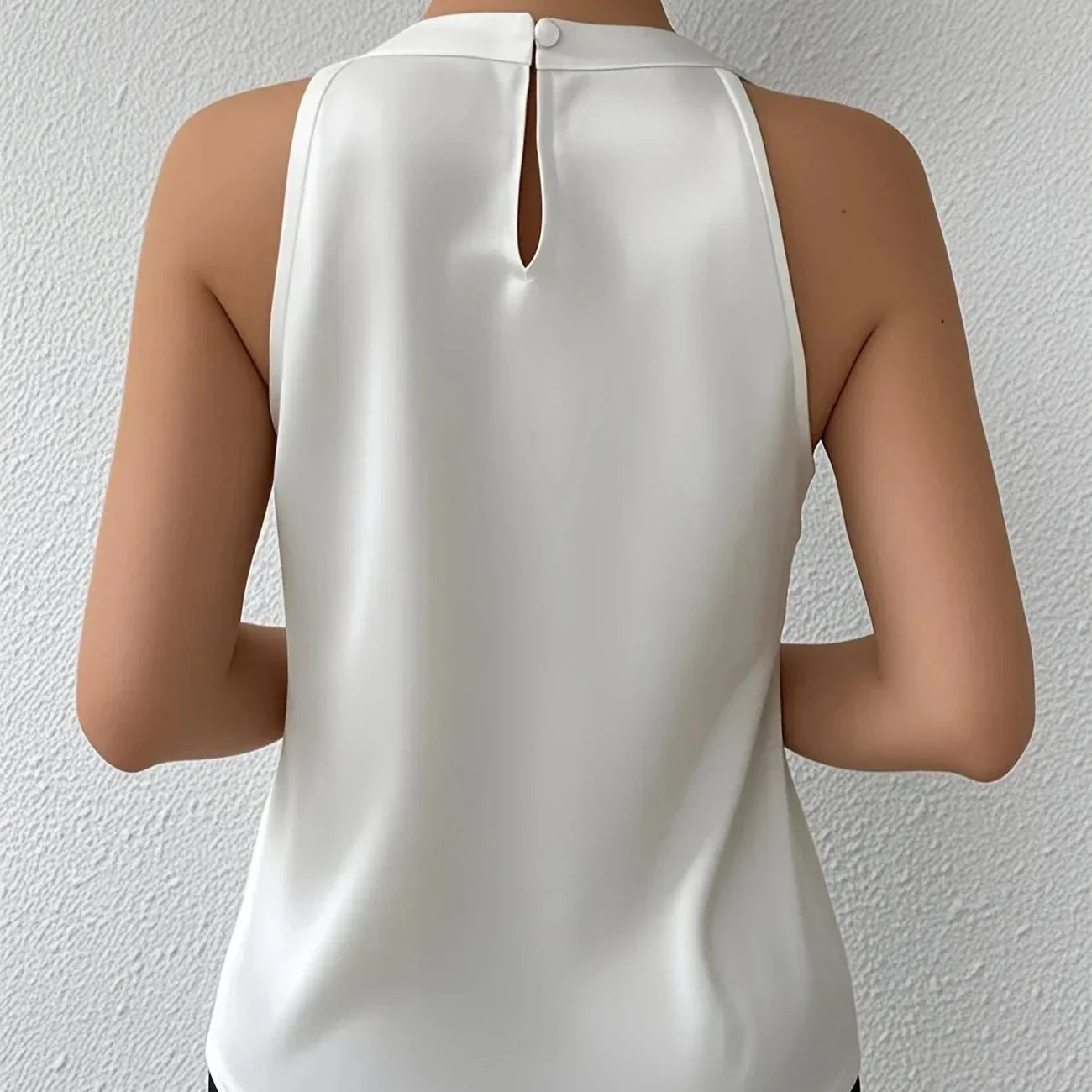 Damen - Ärmellose Bluse - Elegantes Polyester-Gewebe - Leichtes Büro-Top für stilvolle Outfits
