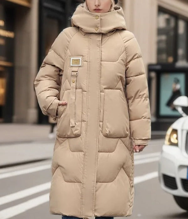 Damen - Maxi Langer gepolsterter Mantel - Kapuze - Bequemer Winterstyle für kalte Tage