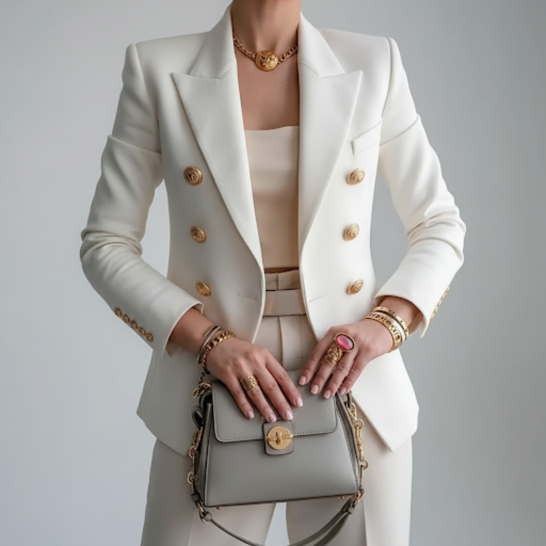 Damen - Stilvolle doppelreihige Blazer Jacke - Eleganter Schnitt - Perfekt für Büro und Freizeit