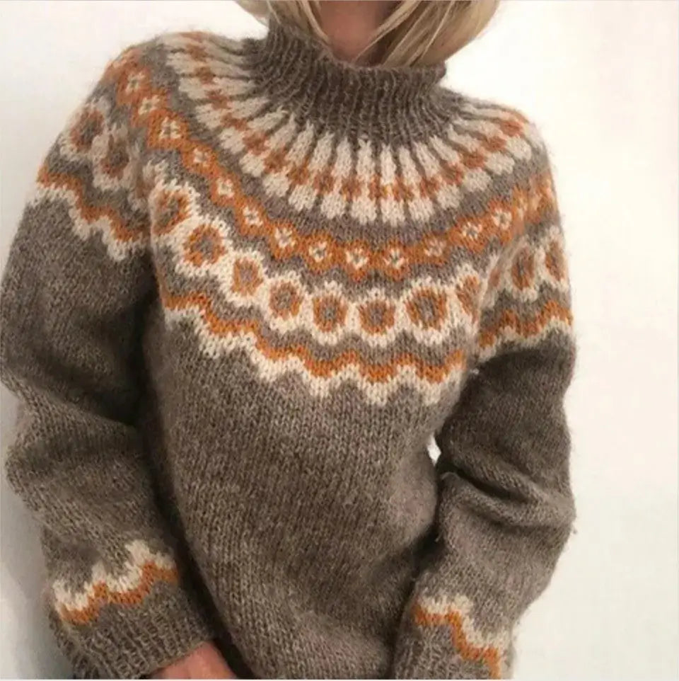 Damen - Norwegischer Strick - Weichem Material - Rollkragenpullover - Warm, Stilvoll und Bequem für jeden Anlass