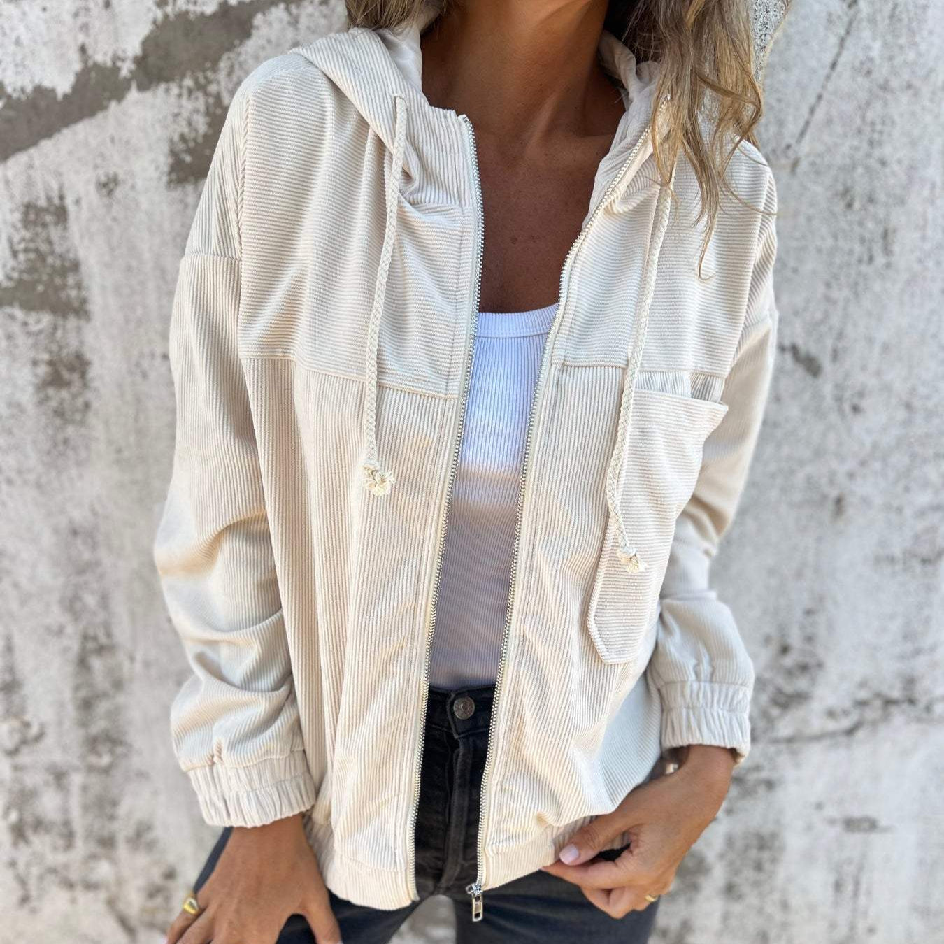 Damen - Stilvolle Cordjacke - Hochwertiger Stoff - Zeitloser Chic für jede Gelegenheit