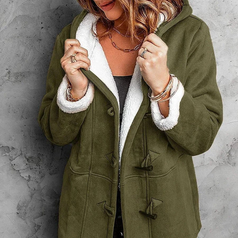 Damen - Fleecejacke - Leichtes Design - Integrierte Kapuze - Winter Style mit Kapuze