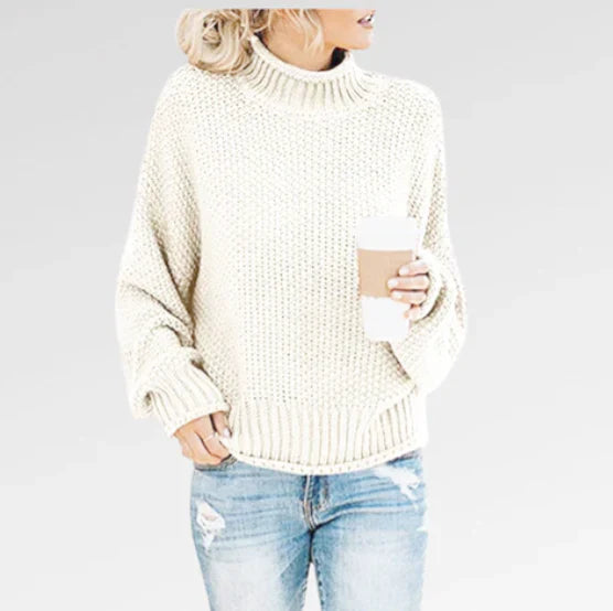 Damen - Strickpullover - Weiches Material - Rollkragen - Warmer, Bequemer Loose Fit für den perfekten Herbstlook