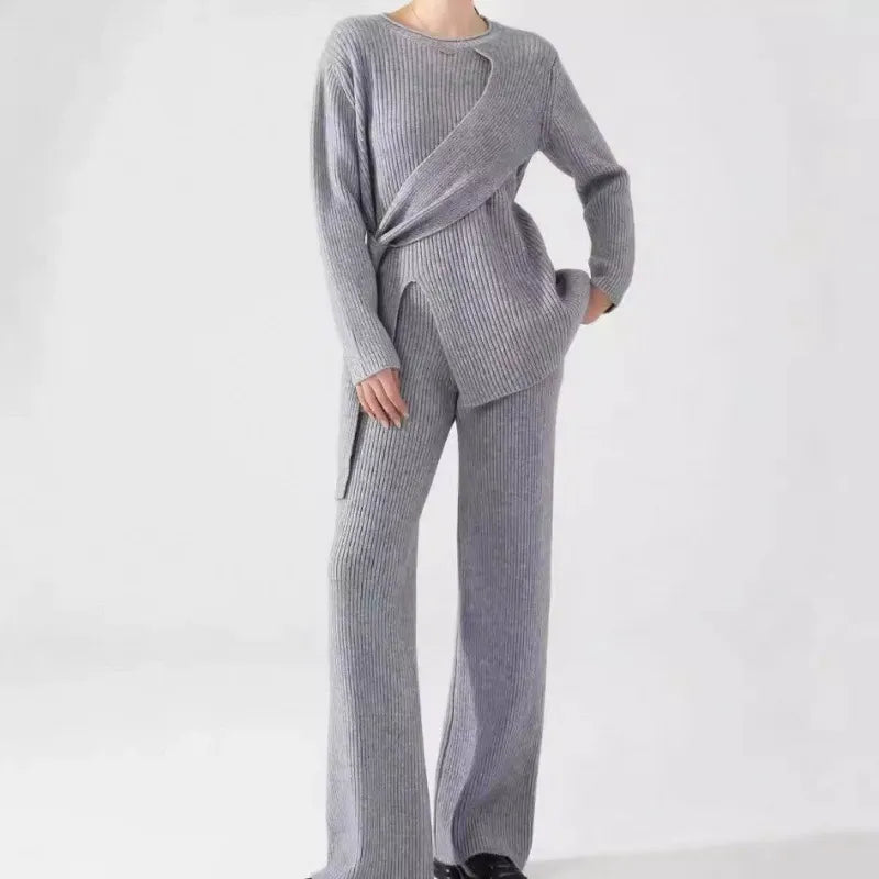 Damen - Zweiteiliges Strickset - Weicher Pullover & Hose - Bequemes Outfit für jeden Anlass