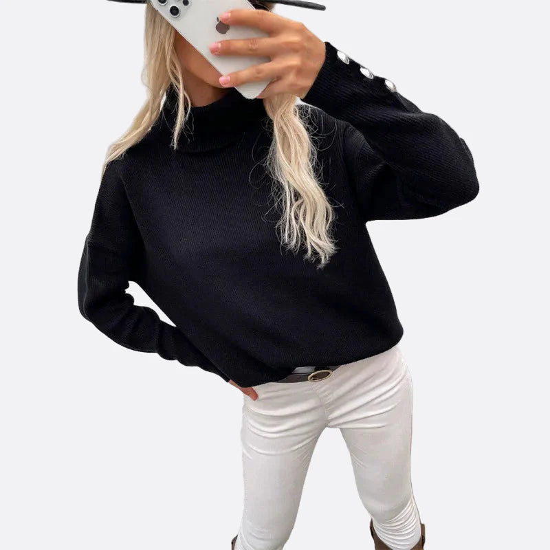 Damen - Gerippter Rollkragenpullover - Rippenstrick - Komfortable Übergröße - Stilvoll und Warm