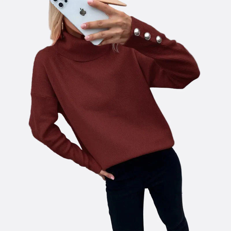 Damen - Gerippter Rollkragenpullover - Rippenstrick - Komfortable Übergröße - Stilvoll und Warm