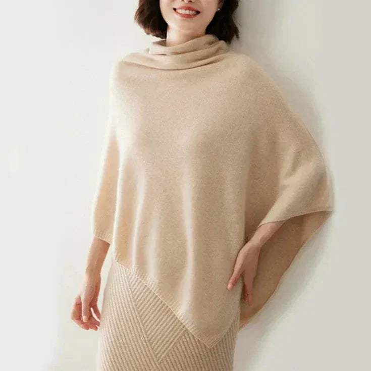 Damen - Bluzka typu ponczo - Wollmischung - Rundhalsausschnitt - Bequeme und stylische Oberbekleidung für jeden Anlass