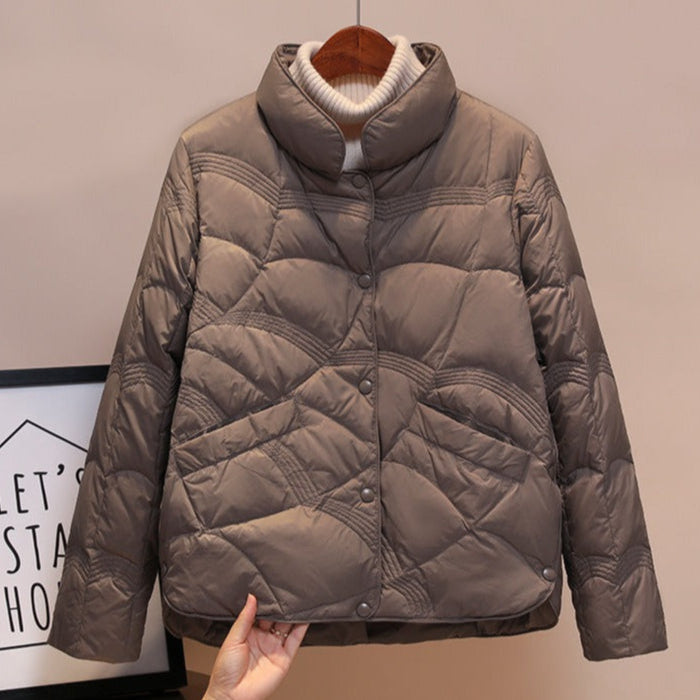 Damen - Leichter Daunenmantel - Gesteppter  - Hüftlänge - Komfortabel und Stilvoll für Jede Gelegenheit