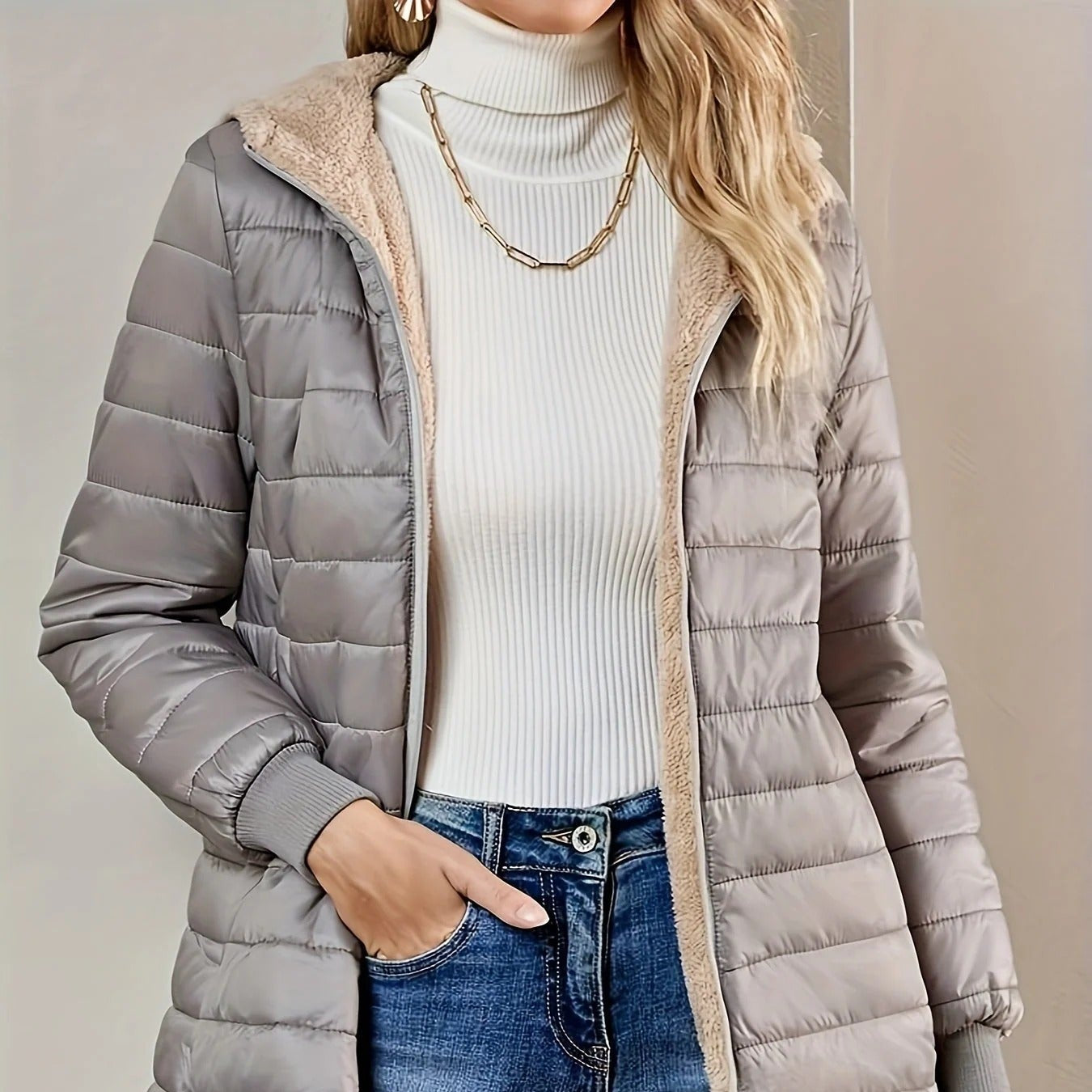 Damen - Longline Jacke - Gesteppte - Entspannte Passform - Stylische Winterjacke für jeden Anlass